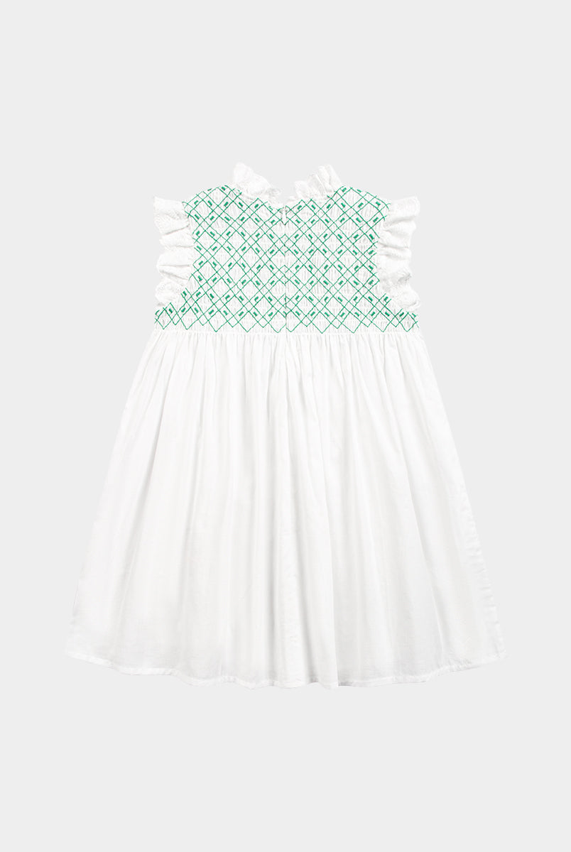 Laureola Smocking Dress, Ivory White – view 7