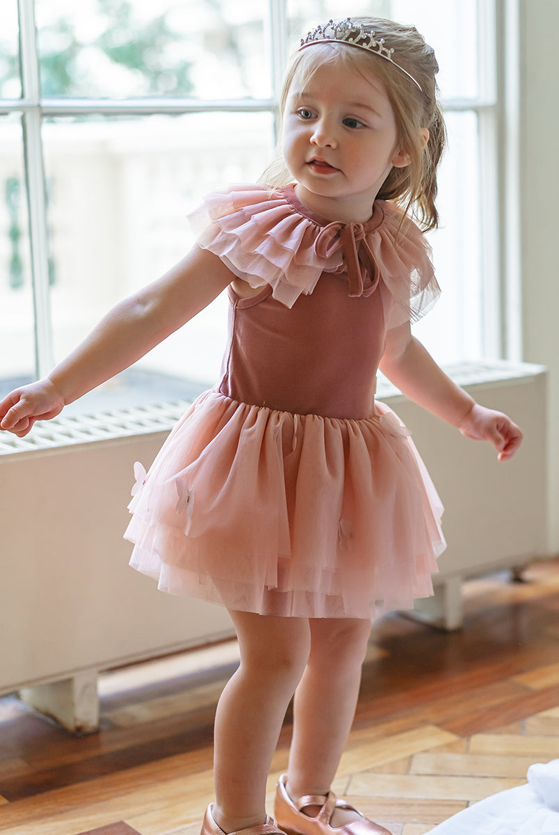 Whitby Tulle Dress & Collar Set, Velvet Pink – Happyology