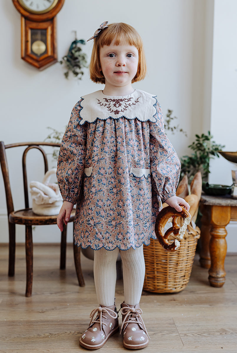 Salvia Embroidered Organic Cotton Dress, Damascus Rosa – view 5